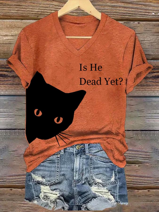 Women's Casual Cat Multicolor T-shirt