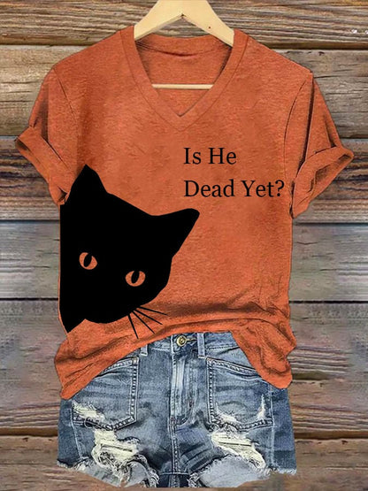 Women's Casual Cat Multicolor T-shirt