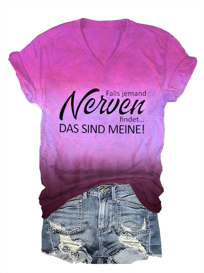 Women's Inspirational Quotes Print V-Neck T-Shirt