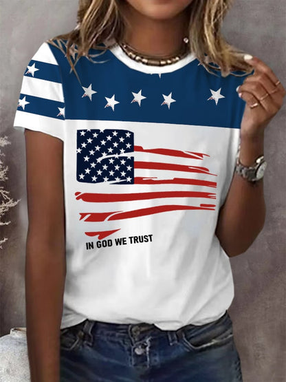 Women'S Independence Day Print Short Sleeve T-shirt