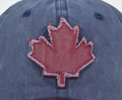 Retro Canadian Maple Leaf Embroidered Washed Baseball Cap
