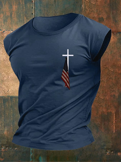 Men's Flag Cross Printed Vest