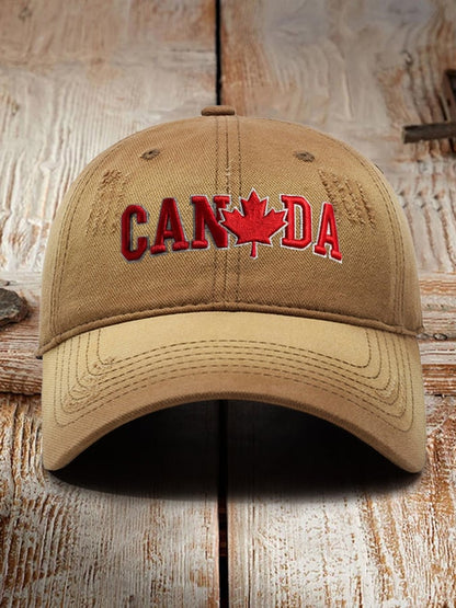 Retro Canadian Maple Leaf Print Baseball Cap