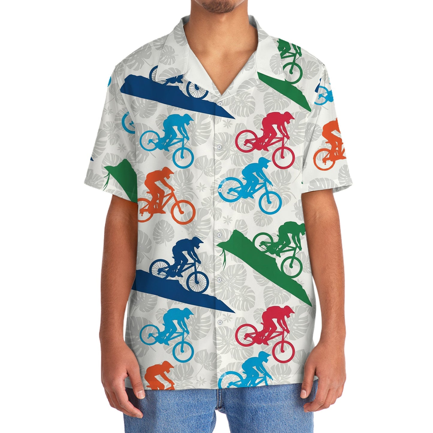 Mountain Bike Down Hill Tropical Hawaiian Shirt