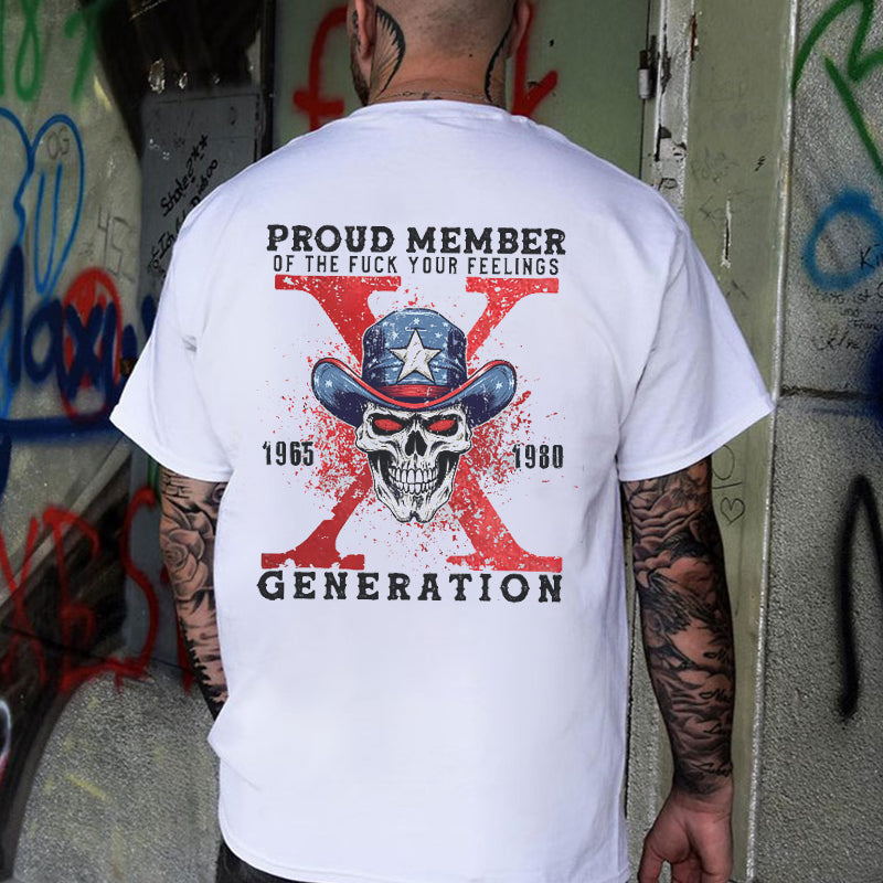 PROUD MEMBER GENERATION Skull Print Men's T-shirt