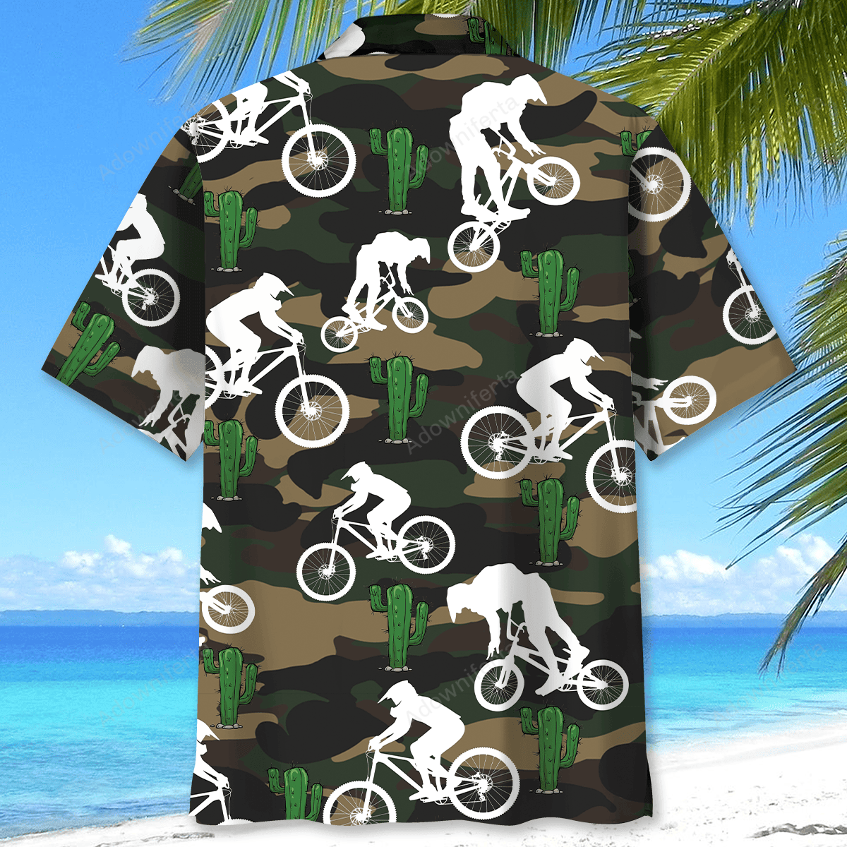 Mountain Bike Green Cactus Hawaiian Shirt