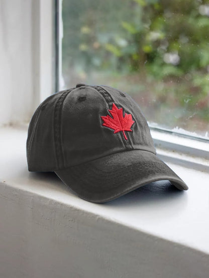 Retro Canadian Maple Leaf Print Baseball Cap