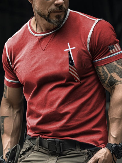 Men's Flag Cross Print T-Shirt