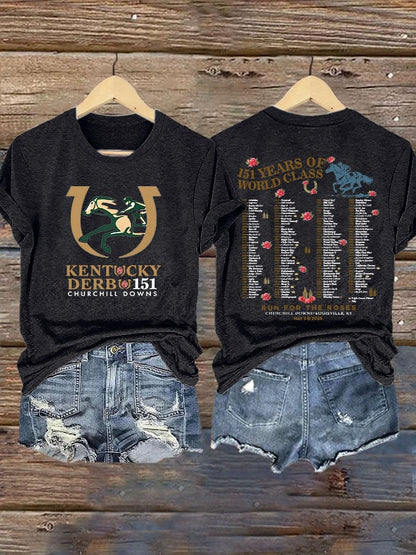 Women’s Retro Kentucky Derby Vibes Churchill Downs Talk Derby To Me 151 Print T-Shirt