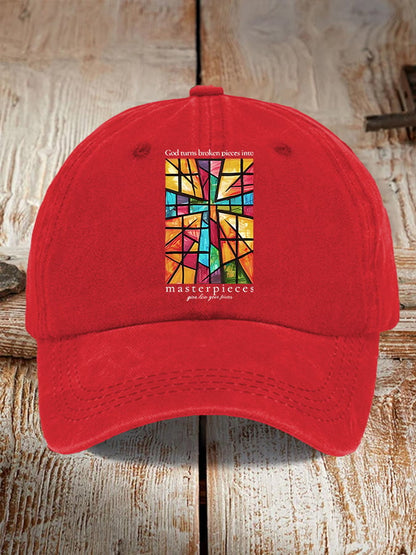 God Turns Broken Pieces Into Masterpieces Print Baseball Cap