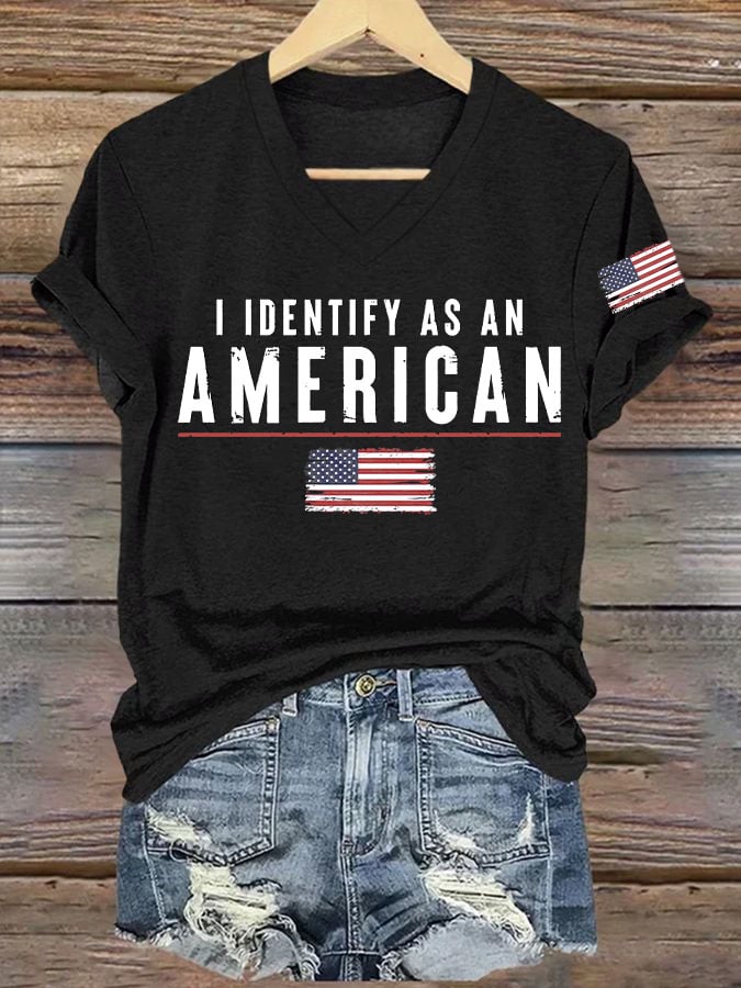 Women's I Identify As An American Printed T-shirt