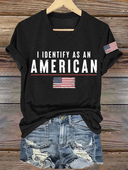 Women's I Identify As An American Printed T-shirt