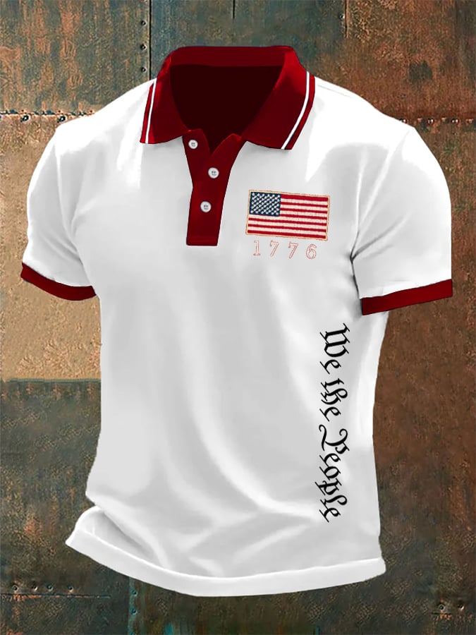 Men's We The People Fourth Of July America 1776 Patriotic Polo Shirt
