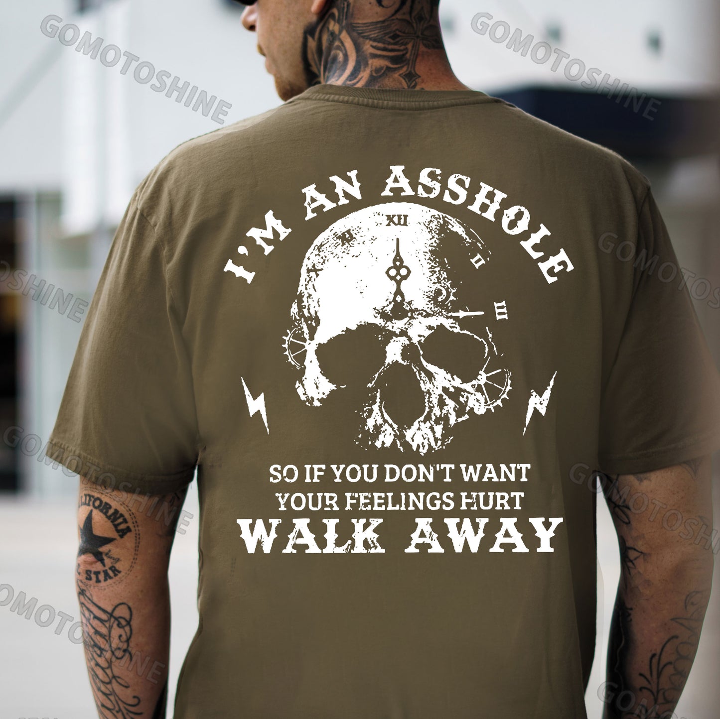 I'M AN ASSHOLE WALK AWAY Skull Print Men's T-shirt