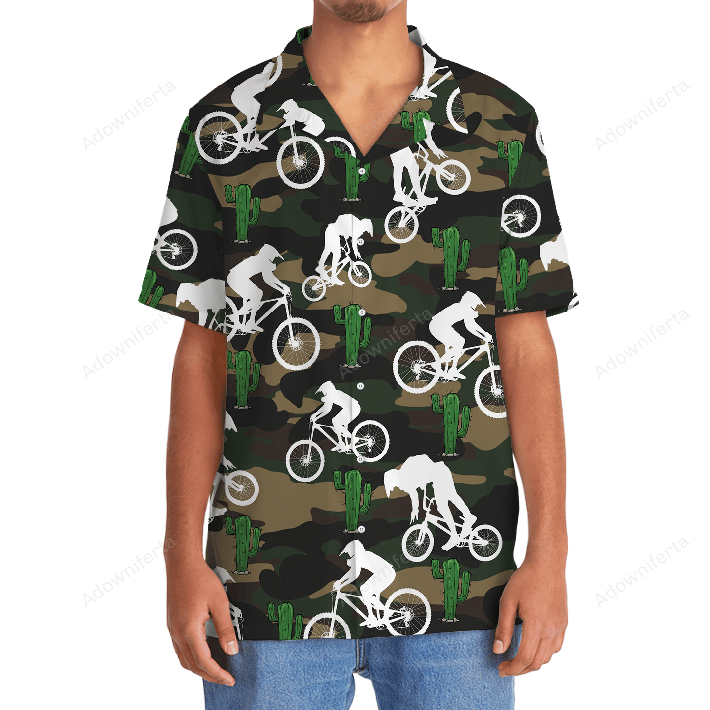 Mountain Bike Green Cactus Hawaiian Shirt