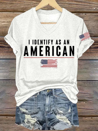 Women's I Identify As An American Printed T-shirt