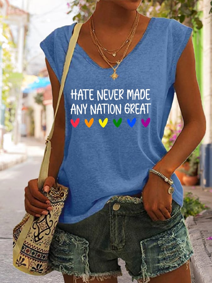 Women's Hate Never Made Any Nation Great Print Casual Vest