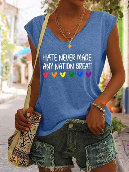 Women's Hate Never Made Any Nation Great Print Casual Vest
