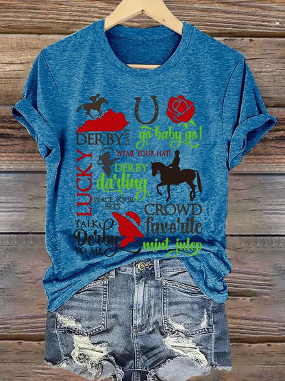 Women's Horse Racing  Printed Casual T-Shirt