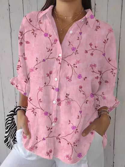 Women's Casual Vintage Floral Art Shirt
