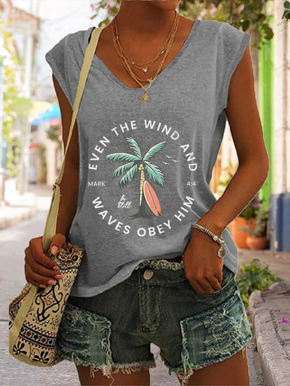 Women'S Casual Christian Scripture Print Tank Top