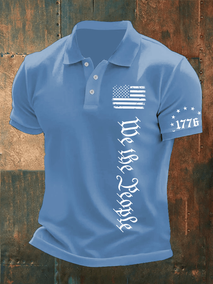 Men's Independence Day Printed Casual Polo Shirt