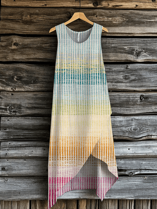 Women's Retro Gradient Stripe Print Dress