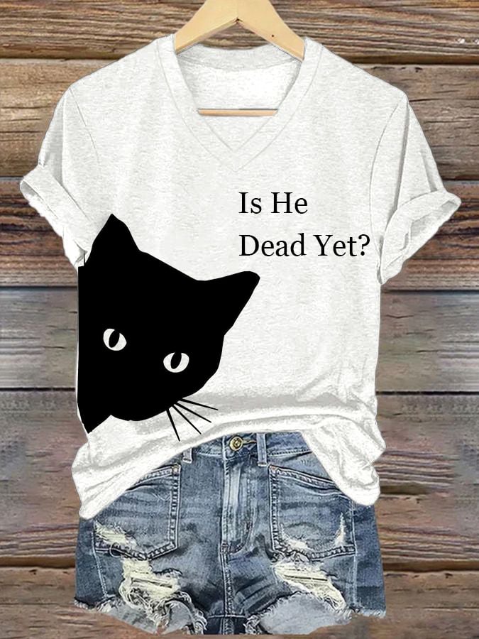 Women's Casual Cat Multicolor T-shirt