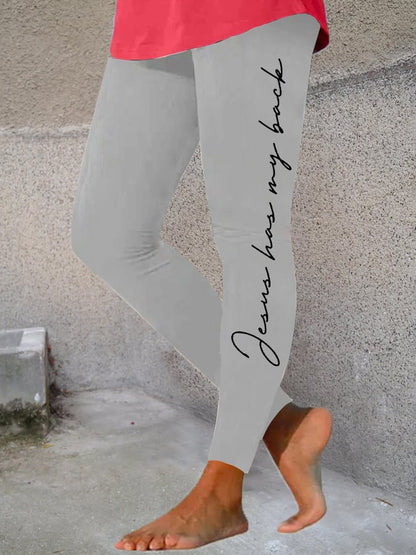 Women's 'jesus has my back' printed leggings