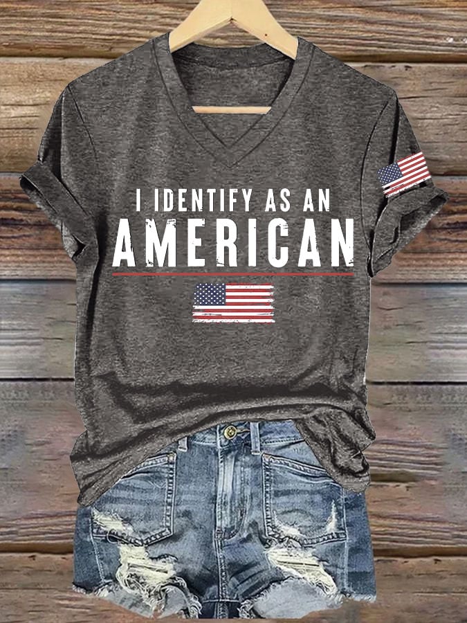 Women's I Identify As An American Printed T-shirt