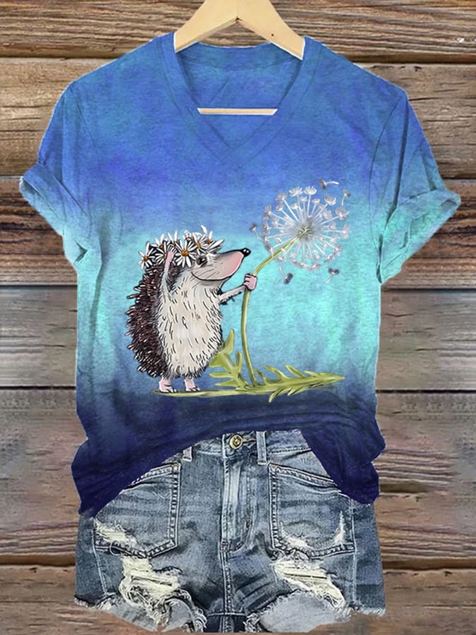 Damen Igel Pusteblume Casual T-Shirt