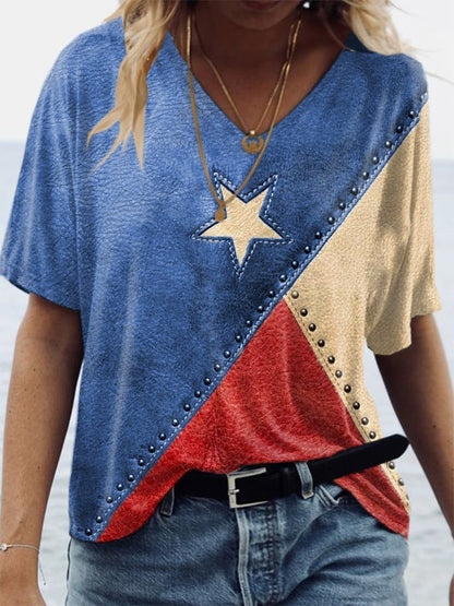 🔥Last Day 49% Off🔥Women's Independence Day Art Print T-Shirt