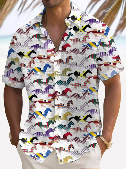 Men'S Retro Kentucky Derby Printed Shirt