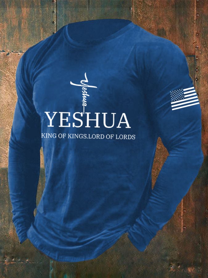 Men's Faith “Yeshua King Of Kings Lord Of Lords” Print Long Sleeve T-Shirt