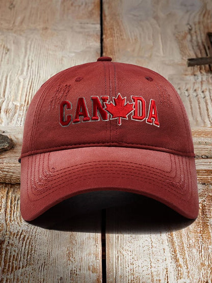 Retro Canadian Maple Leaf Print Baseball Cap