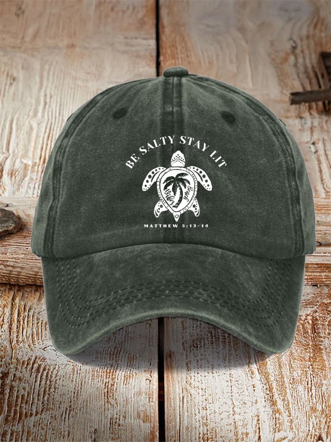 Unisex  Be Salty Stay Lit Matt Sea Turtles Print Hat