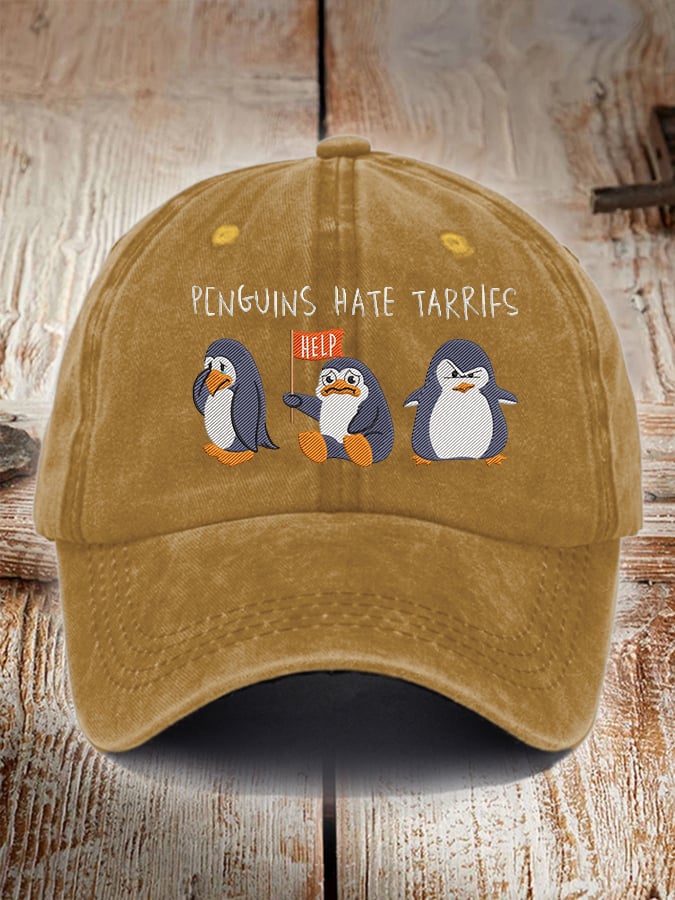 Unisex Penguins Hate Tarrifs Print Hat