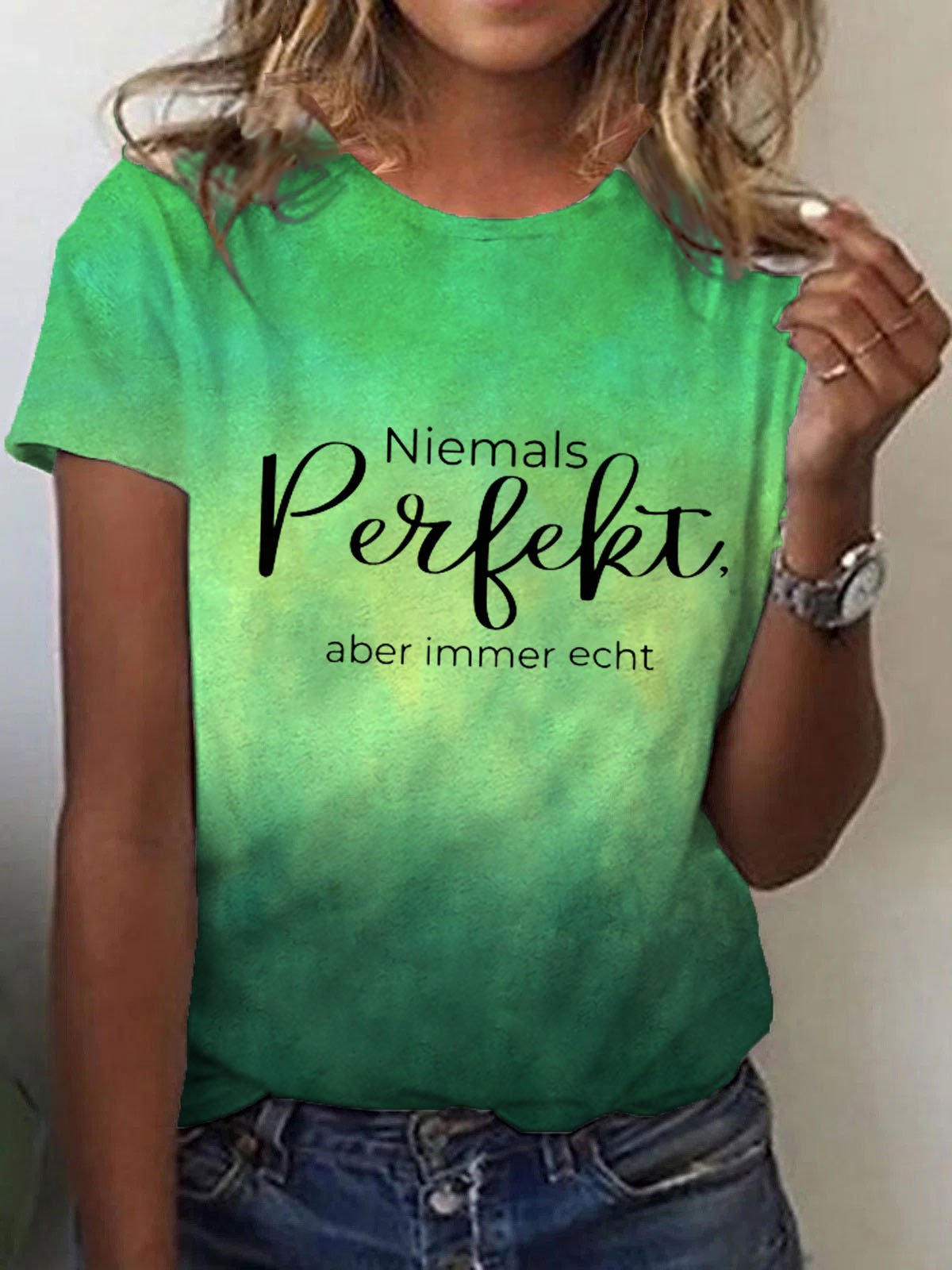 Women's Inspirational Quotes Print Casual Tee