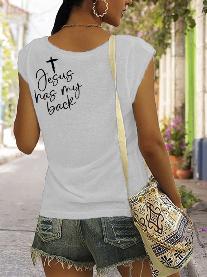 Women's Love Like Jesus Jesus Has My Back PINT Printed Vest
