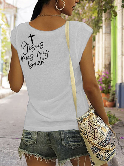 Women's Love Like Jesus Jesus Has My Back PINT Printed Vest