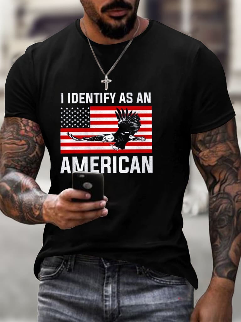 Men'S I Identify As An American printed T-Shirt