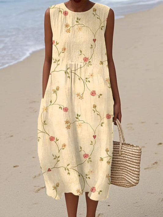 Women's Vintage Floral Print Casual Dress