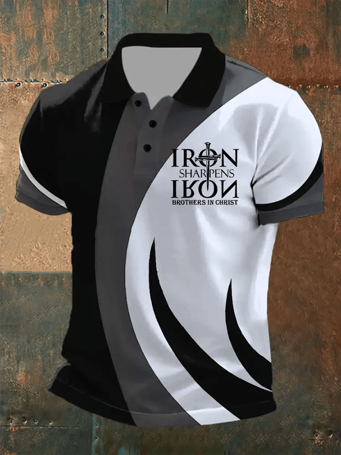 Men's Retro Faith Casual Printed Polo Shirt