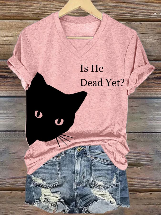 Women's Casual Cat Multicolor T-shirt