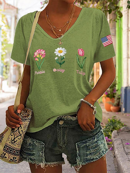 Women's Casual Floral Fdt Print T-Shirt