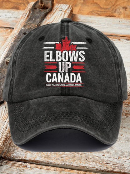 Unisex Retro Elbows Up Canada Never Mistake Kindness For Weakness Printed Baseball Cap