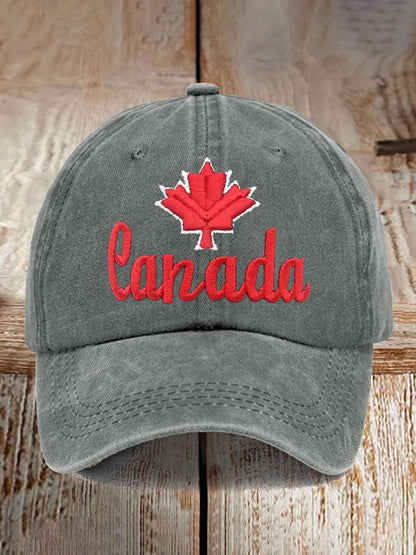 Retro Canadian Maple Leaf Print Baseball Cap