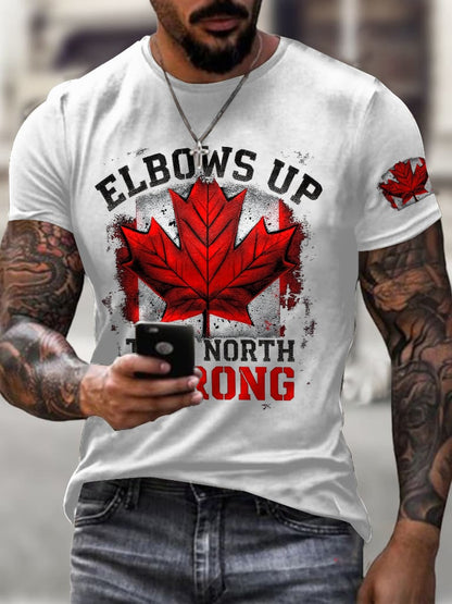 Men'S Retro Elbows Up True North Strong Print T-Shirt