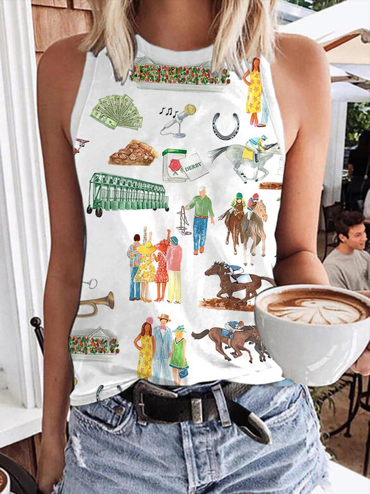 Women’s Retro Kentucky Derby Print Tank Top