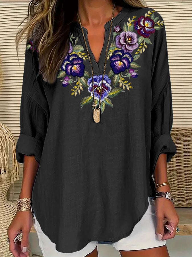 Women's Alzheimer's Purple Floral Casual Shirt